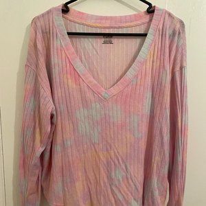 PINK tie die t shirt